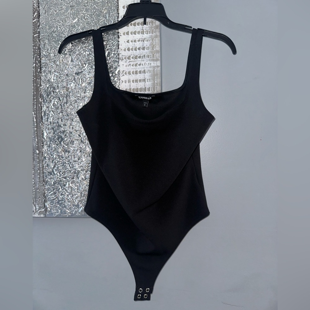 Black square neck body suit